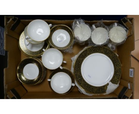 A collection of Minton Grandee dinner ware comprising soup cups & saucers, cups and saucers, plates etc  (approx 36 items )