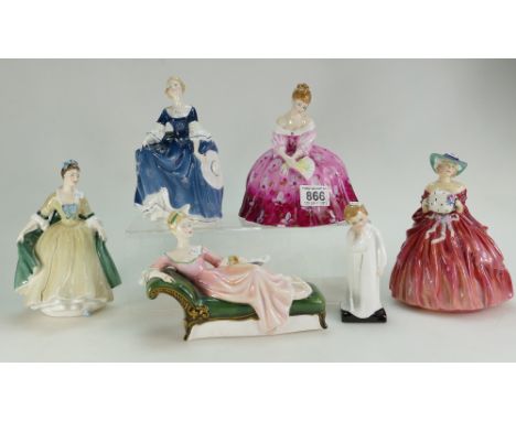 A collection of damaged Royal Doulton figures together with similar undamaged item Hillary HN2335 and Genevieve (hairline to 
