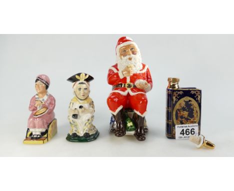 A boxed Limoges gilt decorated flask together with Kevin Francis limited edition figure Little Rocking Santa and two other si