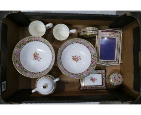 A collection of Wedgwood Cleo patterned items to include large bowls, picture frames, clocks, trinket boxes, etc.