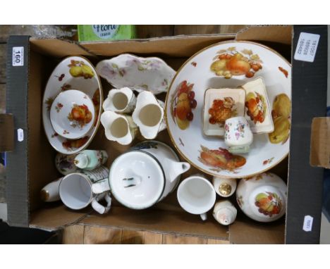 A collection of pottery to include several items of Salisbury bone china decorated with fruit, Wedgwood Iona stoneware teapot