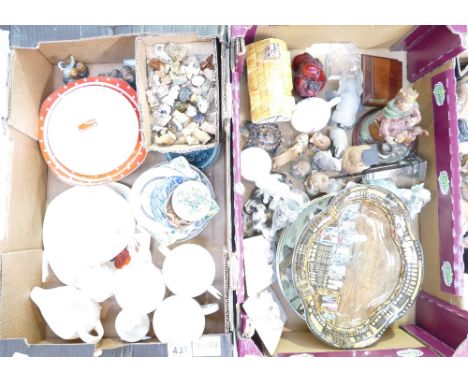 A mixed collection of ceramic items to include Wade Whimsie novelty items, resin animal figures, Royal Doulton Series ware pl