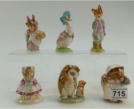 Beswick Beatrix Potter figure Foxy Whiskered Gentleman, Mrs Rabbit, Mrs Tiggy Winkle, Old Mr Brown and The Old Woman who Live