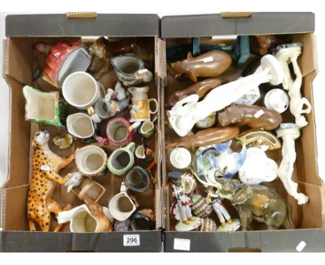 A collection of mixed ceramic items to include unbranded small and intermediate sized character jugs, damaged Beswick leopard