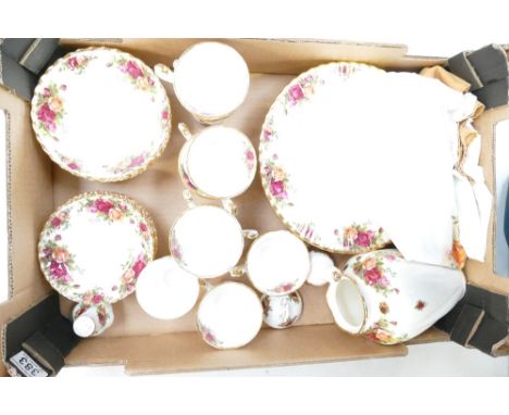 A mixed collection of Royal Albert dinnerware to include dinner plates, side plates, cups, saucers, etc. (mostly firsts).