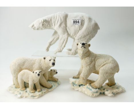 A collection of Resin and Ceramic Polar Bears including - Sherratt and Simpson items, together with Royal Doulton Millennium 