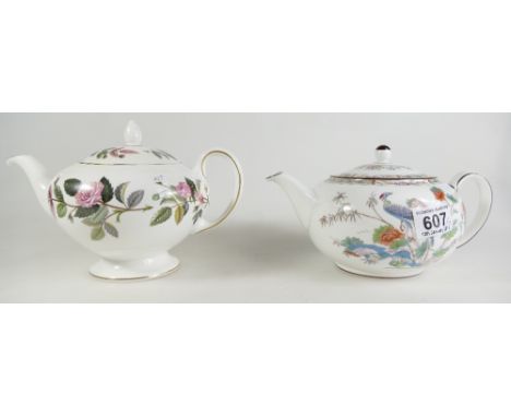 Wedgwood Kutani Crane patterned tea pot and similar Hathaway Rose item (2)