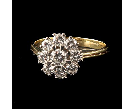 Set with 9 very beautiful brilliant cut diamonds largest diameter 3 mm ring size 20