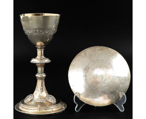 silver, gold plated, height 22 cm, with paten