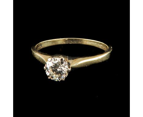 With solitaire brilliant cut diamond 0.5 Ct. ring size 17