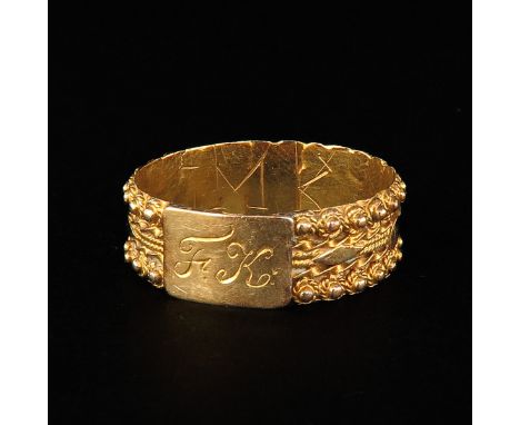 Worn in traditional Zeeland costume ring size 18 height 7 mm.