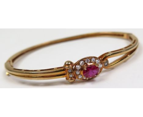 9ct Bangle set with synthetic Ruby and CZ weight 10 grams
