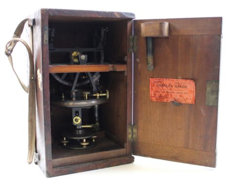 High quality wooden cased compass & sextant by M Berge of London (AF)