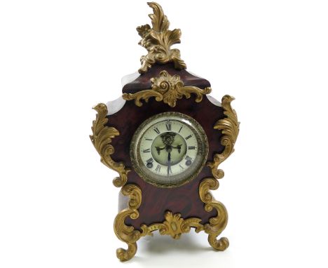 Large Ornate Metal Mantle Clock, Movement by the Ansonia Clock Company, New York, Height 46cm approx. 