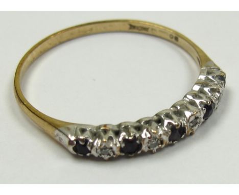 9ct Gold Tanzanite and Diamond Ring size R weight 1.2 grams