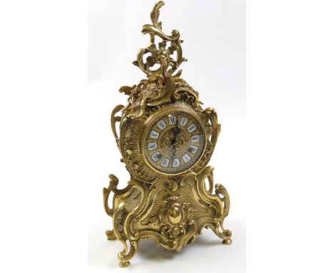 Large gilt Louis 16th reproduction mantle clock, approximately 40cm tall