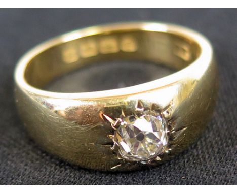 18ct Solitaire Gents Diamond Ring size R weight 10.5 grams, diamond 0.80 approx ct weight 