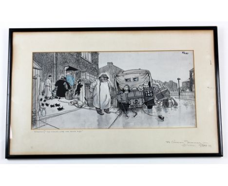 Giles OBE 1916-1995 mounted and framed pen and ink original cartoon which appeared in the 1953 Daily Express. “Caravan ? The 