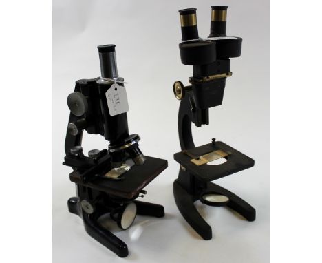 Two microscopes, makers comprise W. R. Prior & Co. and W. Watson & Sons