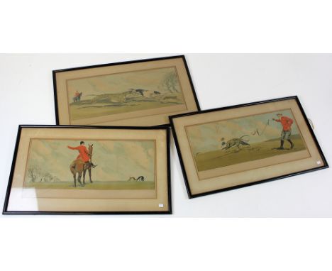 Frank Gilbert, set of three framed and glazed coloured lithographs depicting hunting scenes, signed l.l., visible picture siz
