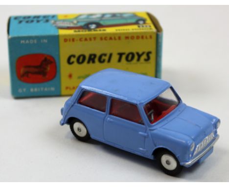 Corgi No.226 Morris Mini-Minor Light Blue with red interior. Excellent cond poss. improved if roof carefully cleaned in Excel