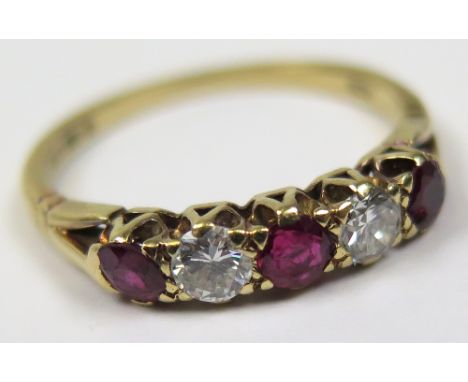 18ct Ruby and Diamond Ring size O weight 2.5 grams
