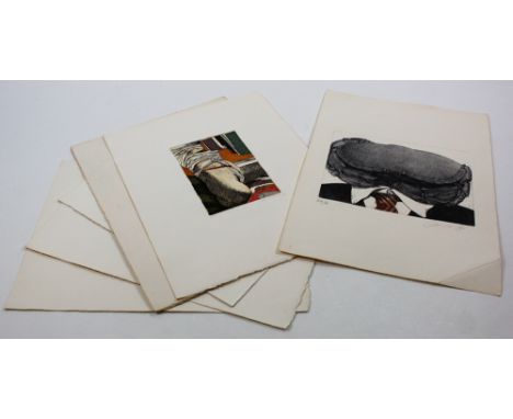 6 Coloured lithographs, some depicting the female form, signed l.r. Saint Clair 98. Together with one other lithograph by a u