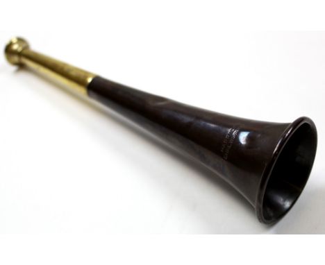 Copper and brass hunting horn, marked Harries, Shrewsbury, length 23cm 