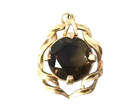 GOLD DRESS STONE PENDANT, ALONG WITH A COLLECTION OF COSTUME JEWELLERY the pendant set with a dress stone and marked for nine