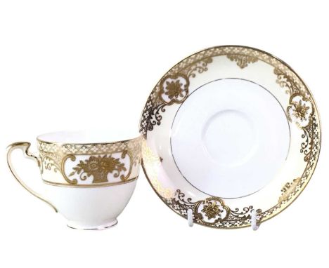 NORITAKE PART TEA SERVICE, comprising cups, saucers, bowl and two sandwich plates, decorated with wheat sheaf