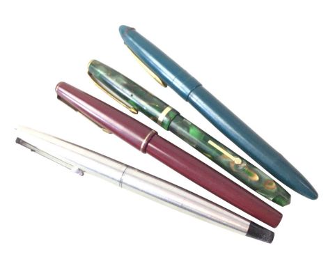 GROUP OF PENS, including three Parker fountain pens and a biroQty: 9