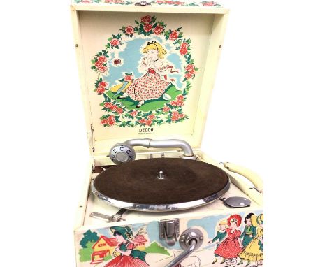 DECCA NURSERY GRAMOPHONE, MID 20TH CENTURY with three record albums30cm wideThe item in this lot has not been tested