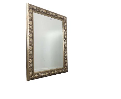 TWO MODERN GILT MIRRORS, and a brass porthole mirrorlargest 110cm highQty: 3