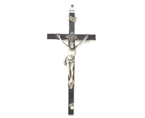 WHITE METAL CRUCIFIX, depicting Christ on the cross20.5cm long
