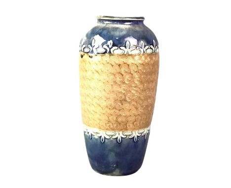 ROYAL DOULTON LAMBETH POTTERY VASE, AND OTHER ITEMS  including a miniature bust, two jugs and a Chinese lacquered and brass m