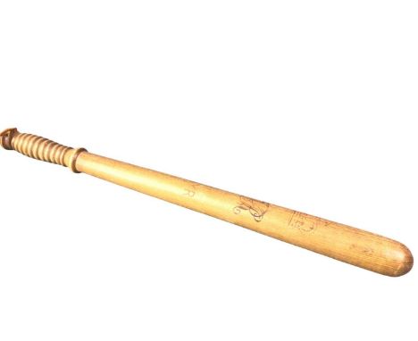 GEORGE V SCOTTISH POLICE TRUNCHEON, inscribed 'AYR', also bearing the royal cypher of George V, with leather strap55.5cm long