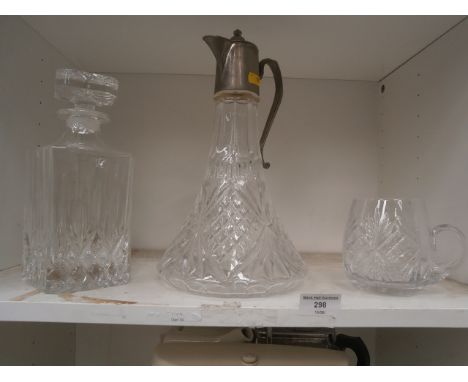 cut glass claret jug, decanter &amp; tankerd