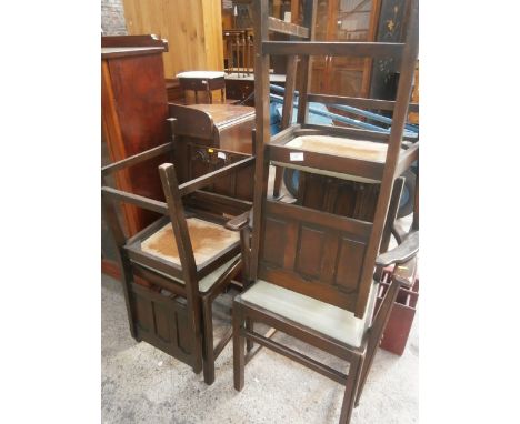 4 oak stand chairs (ercol) with leather seats