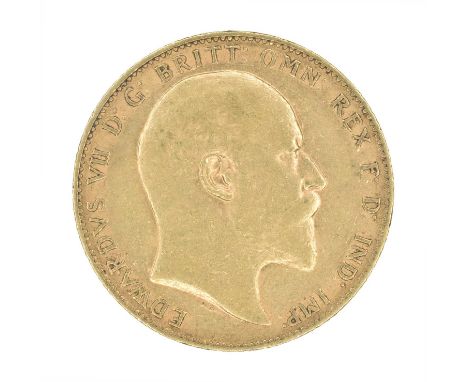 King Edward VII, Sovereign, 1904. King Edward VII, Sovereign, 1904, Bare head r. R. St. George and dragon, London Mint, edge 