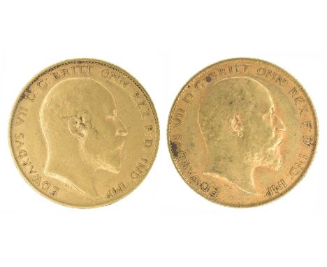 Two King Edward VII, Half-Sovereigns, 1906 and 1907 (2). Two King Edward VII, Half-Sovereigns, 1906 and 1907, Bare head r. R.