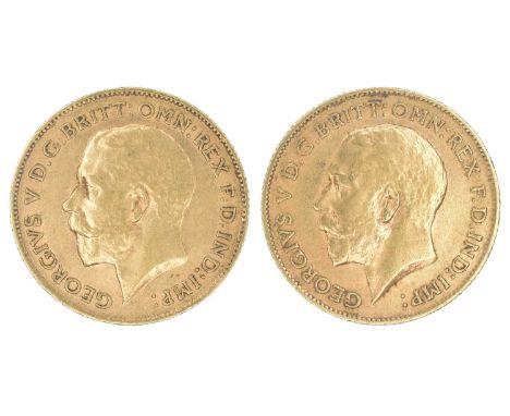 Two King George V, Half-Sovereigns, 1911 and 1912 (2). Two King George V, Half-Sovereigns, 1911 and 1912, Bare head l. R. St.