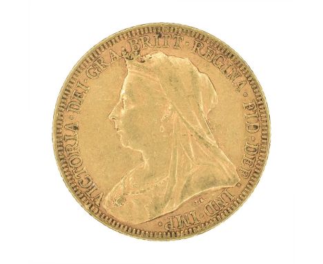 Queen Victoria, Sovereign, 1893, Melbourne Mint. Queen Victoria, Sovereign, 1893, Old veiled bust l. R. St George and dragon,