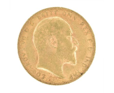 King Edward VII, Sovereign, 1907. King Edward VII, Sovereign, 1907, Bare head r. R. St. George and dragon, London Mint, edge 