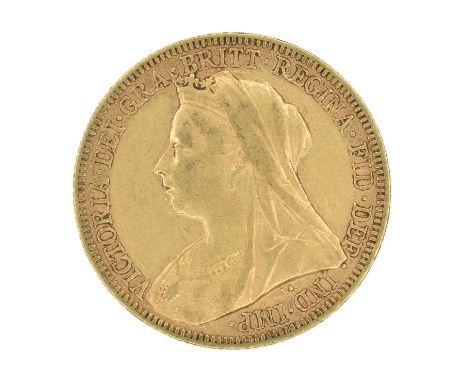 Queen Victoria, Sovereign, 1896, Melbourne Mint. Queen Victoria, Sovereign, 1896, Old veiled bust l. R. St. George and dragon