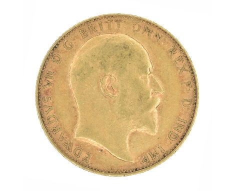 King Edward VII, Sovereign, 1906. King Edward VII, Sovereign, 1906, Bare head r. R. St. George and dragon, London Mint, edge 