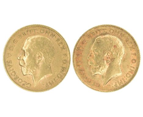 Two King George V, Half-Sovereigns, 1911 and 1914 (2). Two King George V, Half-Sovereigns, 1911 and 1914, Bare head l. R. St.