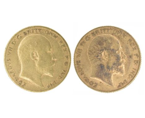 Two King Edward VII, Half-Sovereigns, 1904 and 1905 (2). Two King Edward VII, Half-Sovereigns, 1904 and 1905, Bare head r. R.