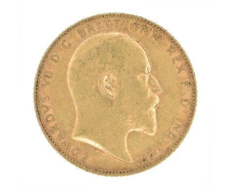 King Edward VII, Sovereign, 1910. King Edward VII, Sovereign, 1910, Bare head r. R. St. George and dragon, London Mint, edge 