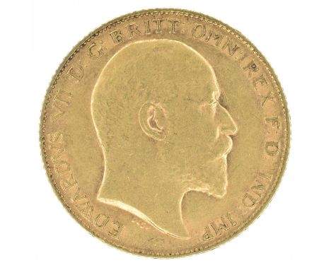 King Edward VII, Half-Sovereign, 1909. King Edward VII, Half-Sovereign, 1909, Bare head r. R. St. George and dragon, London M