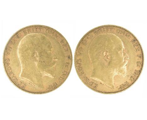 Two King Edward VII, Half-Sovereigns, 1902 (2). Two King Edward VII, Half-Sovereigns, 1902 (2), Bare head r. R. St. George an